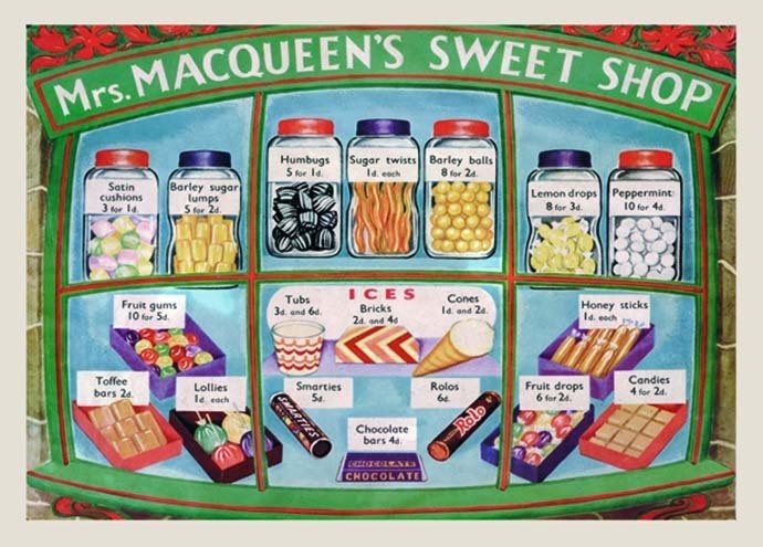 Μεταλλική πινακίδα Mrs. MACQUEEN'S SWEET SHOP
