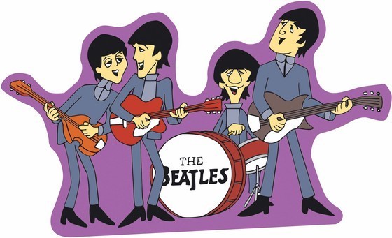 Metallikyltti SHAPED BEATLES CARTOON