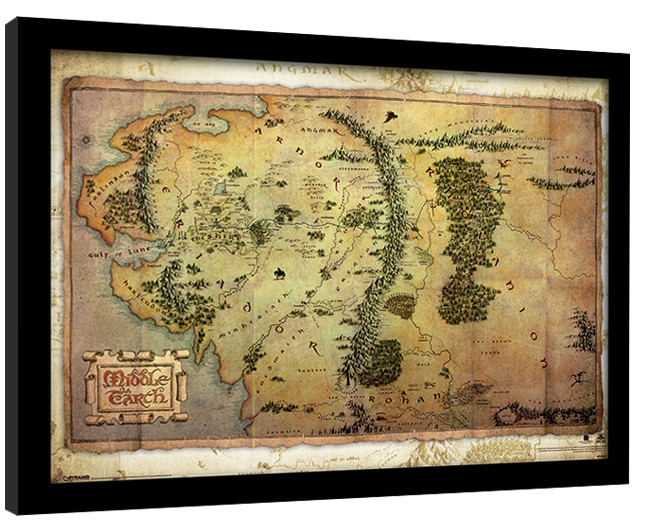 Framed Poster The Hobbit - Middle Earth Map