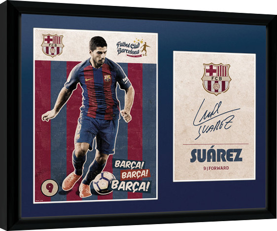 Рамкиран плакат Barcelona - Suarez Vintage 16/17