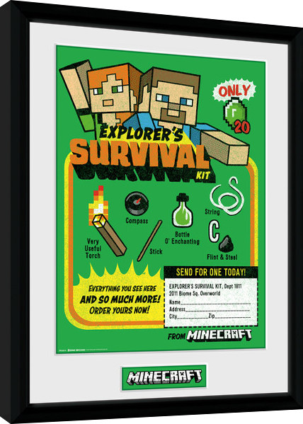 Κορνιζαρισμένη αφίσα Minecraft - Survival Kit