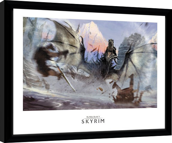 Poster emoldurado Skyrim - Alduin