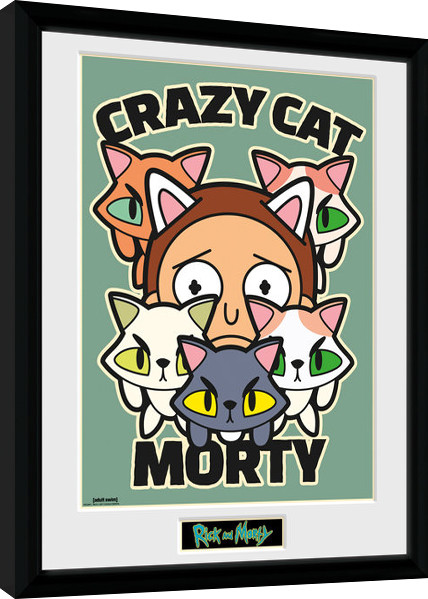 Κορνιζαρισμένη αφίσα Rick and Morty - Crazy Cat Morty