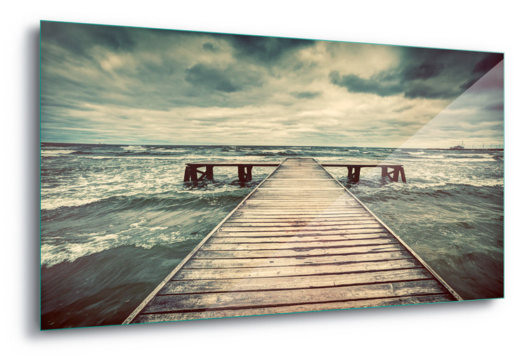 Stormy Pier Staklena slika