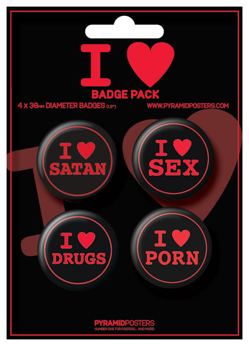 Badge set I LOVE - Black