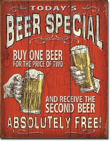 Metallikyltti Todays Beer Special