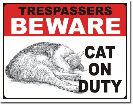Metallikyltti Cat on Duty