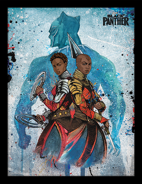 Framed poster Black Panther - Characters Paint Stroke