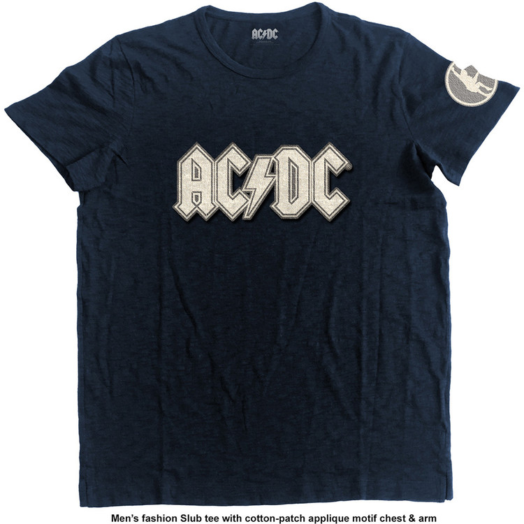 Μπλουζάκι AC/DC- Logo & Angus Applique Slub Mens Navy
