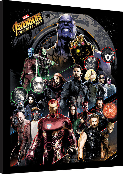 Framed Poster Avengers Infinity War - Character Coloured Bands