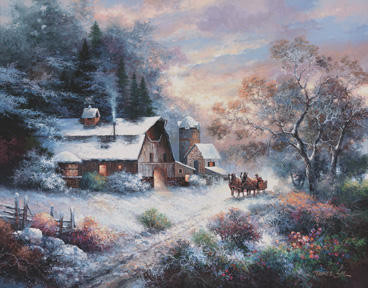 Art Print SNOWY EVENING OUTING