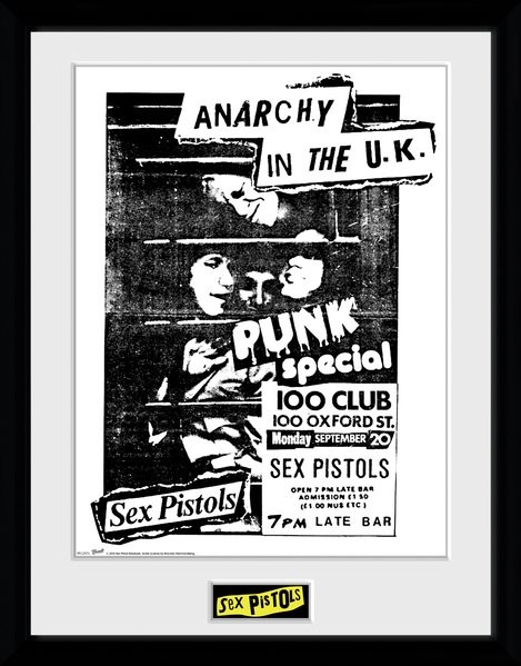Κορνιζαρισμένη αφίσα s** Pistols - 100 Club
