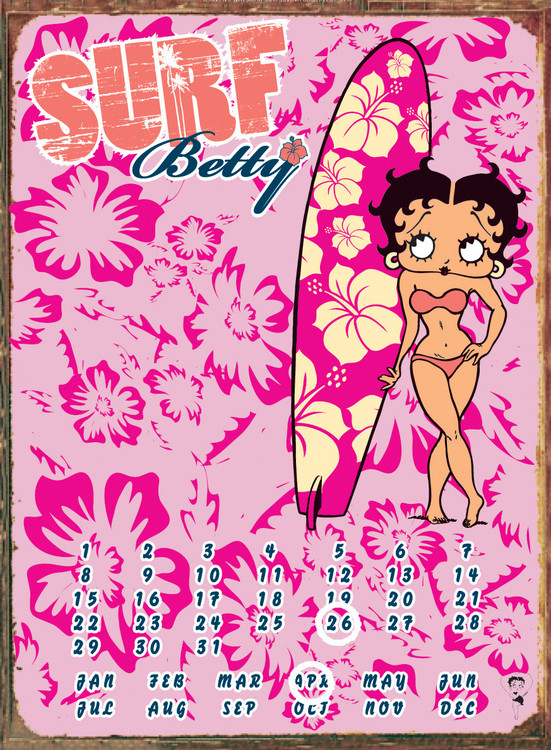 Μεταλλική πινακίδα BETTY BOOP SURF CALLENDAR