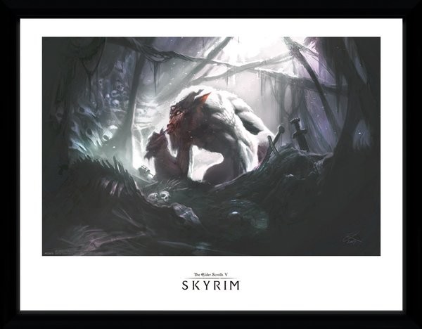 Framed poster Skyrim - Troll Lair