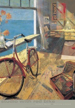 Taidejuliste Studio with Red Bike