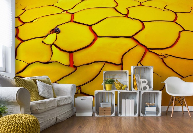 Yellow Ground, Red Heart Wallpaper Mural
