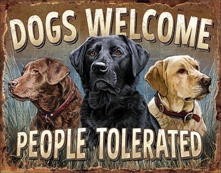 Metallikyltti Dogs Welcome