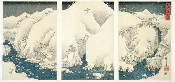 Наклейка Snow storm in the mountains and rivers of Kiso,