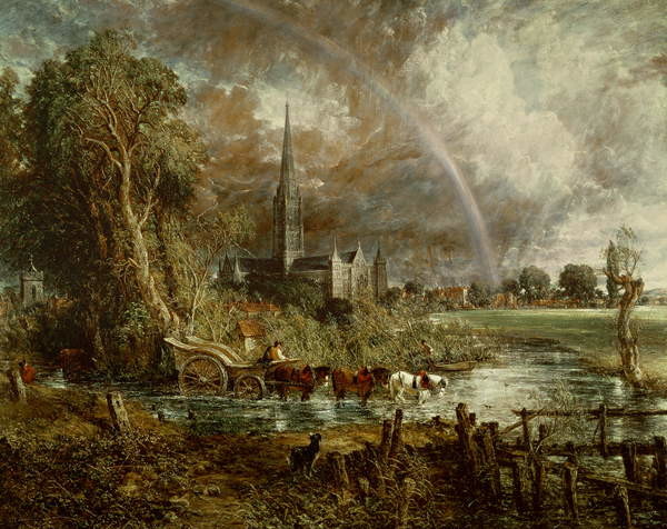 Принти на полотні Salisbury Cathedral From the Meadows, 1831