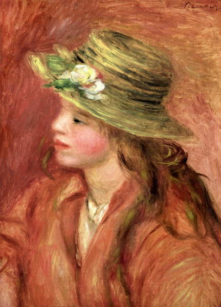 Плакат Young Girl in a Straw Hat, c.1908