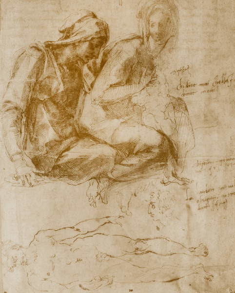 Принти на полотні Saint Anne, the Virgin and Child and a study of a nude man