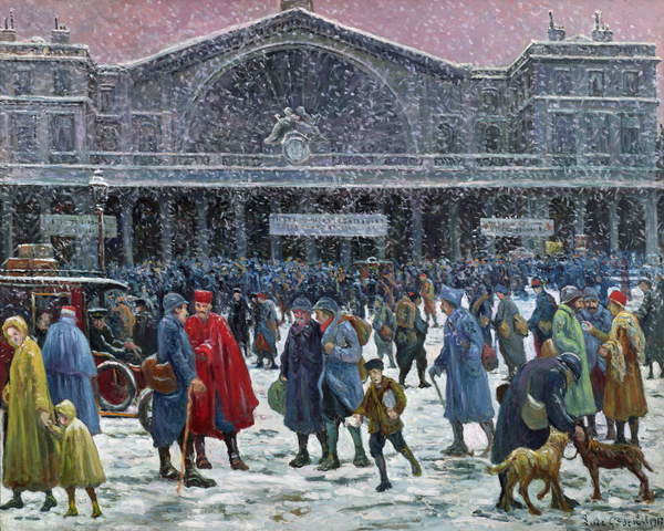 Плакат Gare de l'Est Under Snow, 1917
