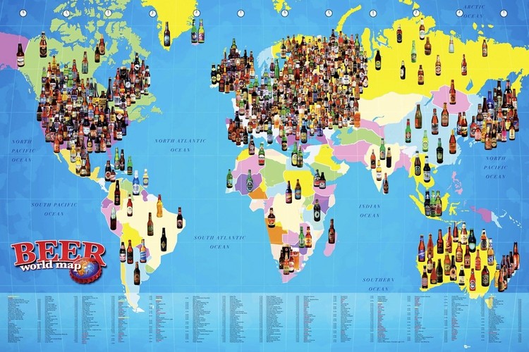 Плакат World map - Beer