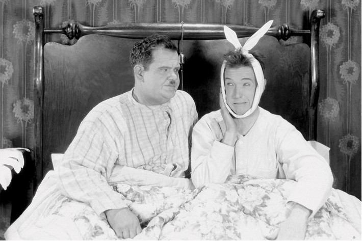 Poster Laurel & Hardy - bed