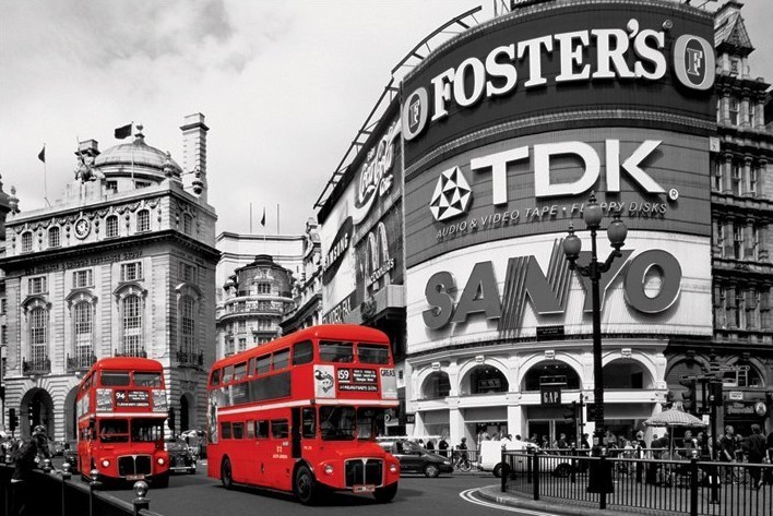 Плакат London red bus - piccadilly circus