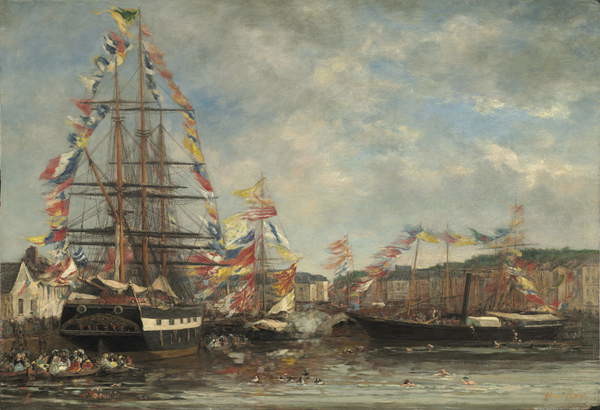 Наклейка Festival in the Harbour of Honfleur, 1858