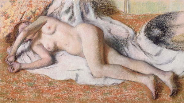 Плакат After the Bath or, Reclining Nude, c.1885