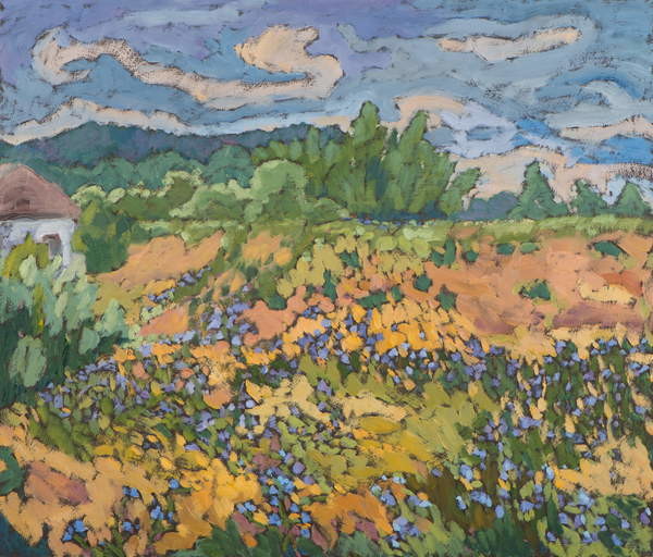 Плакат Wild Flowers on the Dyke Bank  60*70 cm,oil on board