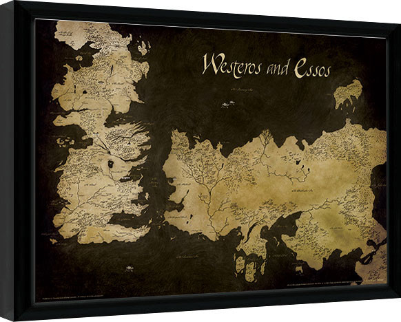 Κορνιζαρισμένη αφίσα Game of Thrones - Westeros and Essos Antique Map