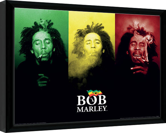 Κορνιζαρισμένη αφίσα Bob Marley - Tricolour Smoke