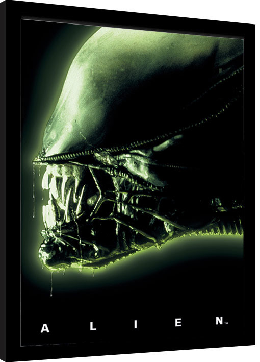 Framed Poster Aliens - Head Green