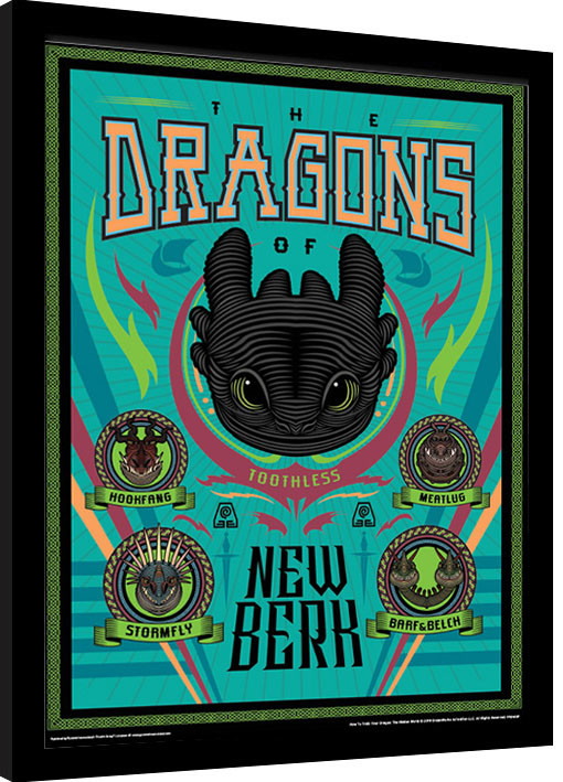 Κορνιζαρισμένη αφίσα How To Train Your Dragon - The Dragons Of New Berk