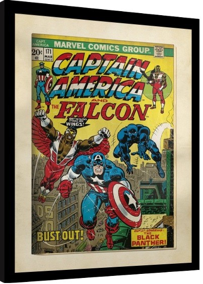 Uokvirjen plakat Marvel Comics - Captain America