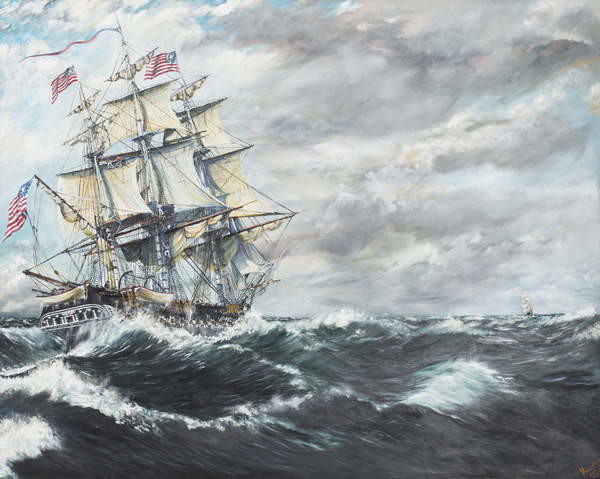 Плакат USS Constitution heads for HM Frigate Guerriere
