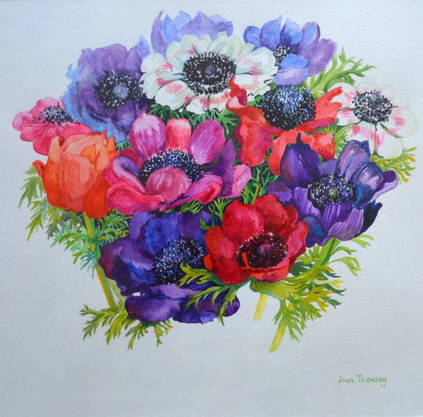 Autocolante Anemones: red, white, pink and purple, 2000,