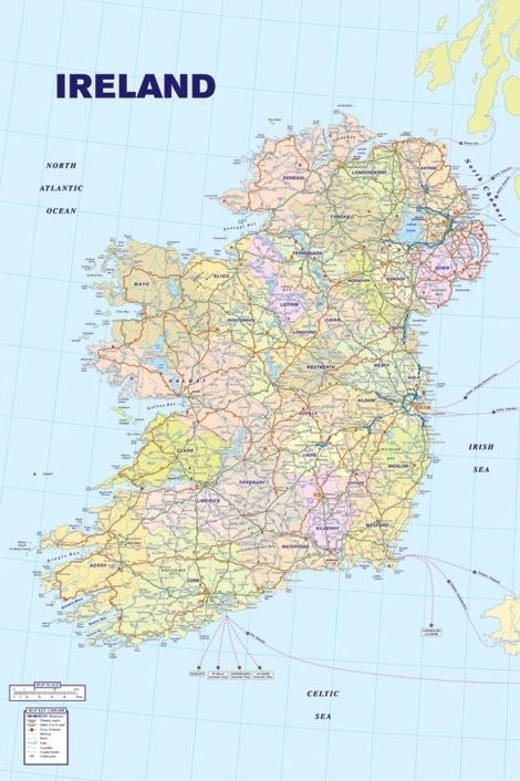 Плакат Map of Ireland