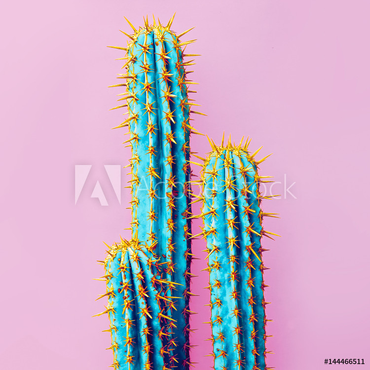 Framed Poster Set Neon Cactus. Minimal creative stillife