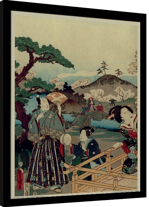 Κορνιζαρισμένη αφίσα Kunisada - History of the Prince Genji, Noblemen