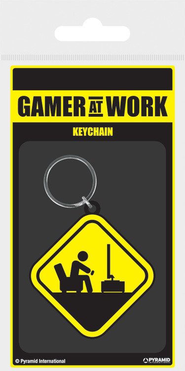 Keychain Gamer At Work - Caution Sign