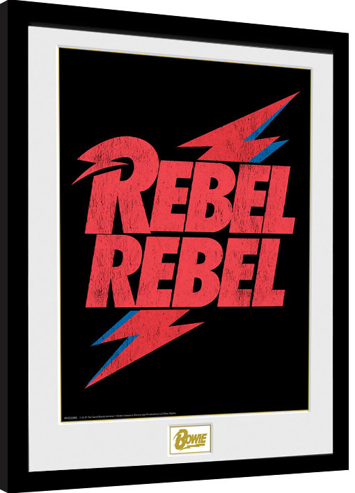 Κορνιζαρισμένη αφίσα David Bowie - Rebel Rebel Logo