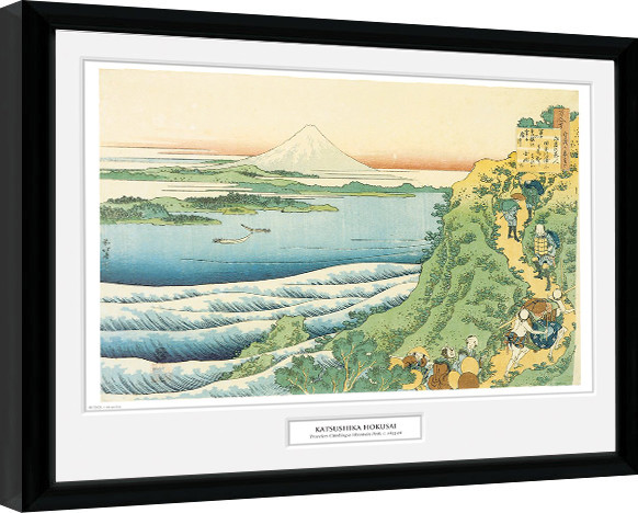 Κορνιζαρισμένη αφίσα Hokusai - Travelers Climbing a Mountain