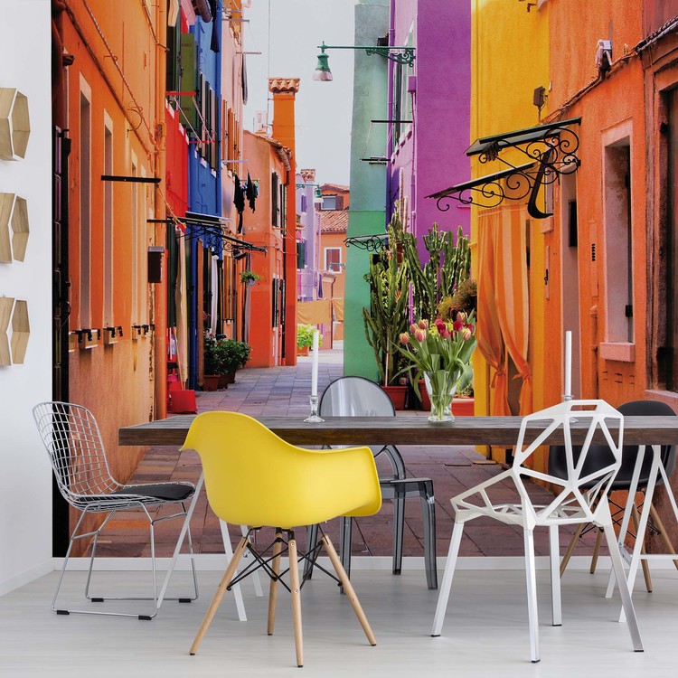 Old Colourful Street Wallpaper Mural