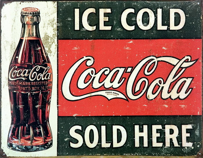 Μεταλλική πινακίδα COKE VINTAGE SOLD HERE
