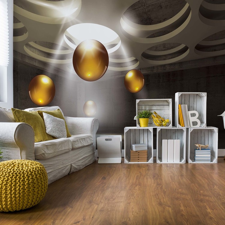 Фототапет 3D Modern Design Gold Spheres