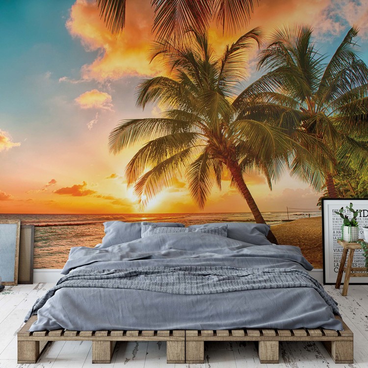 Ταπετσαρία Tropical Beach Sunset Palm Trees