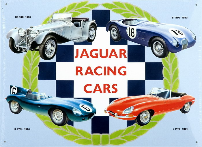 Μεταλλική πινακίδα JAGUAR RACING CARS COLLAGE